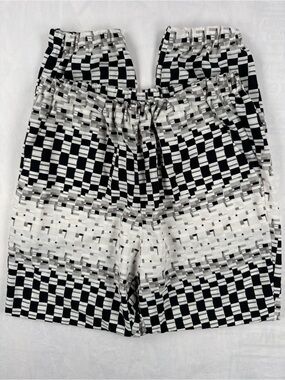 TopShop Black and White Checkered Elastic Waistband Flowy Pants with Drawstring
